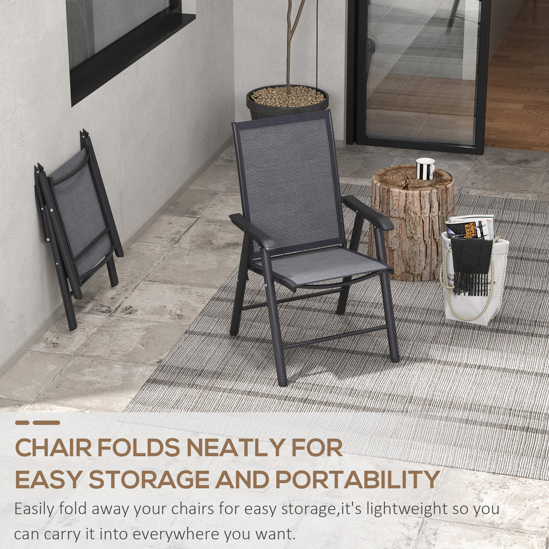 Set of Two Folding Garden Chairs - Dark Grey