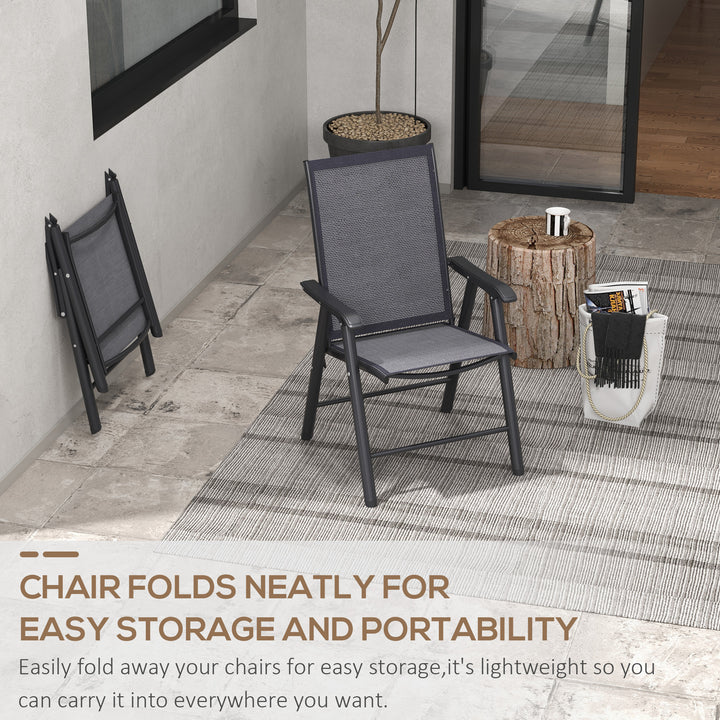 Set of Two Folding Garden Chairs - Dark Grey