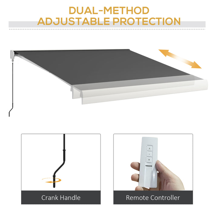 Outsunny 4 x 3(m) Electric Retractable Awning with Remote Controller, Aluminium Frame Sun Canopies for Patio Door Window