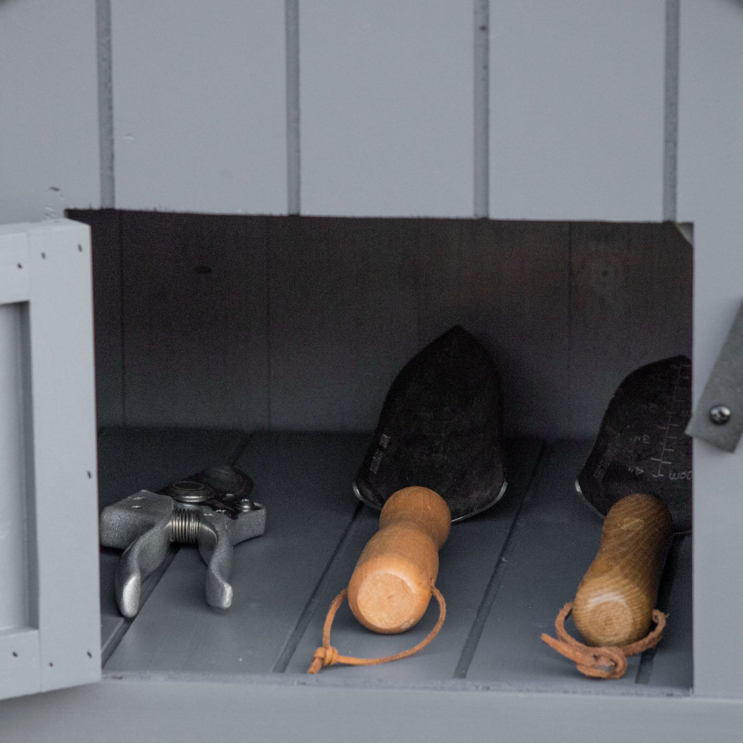 MCL Garden Outdoor Storage Shed Outdoor Tool Shed with 3 Shelves and Tilt Roof, 129x51.5x180cm, Grey