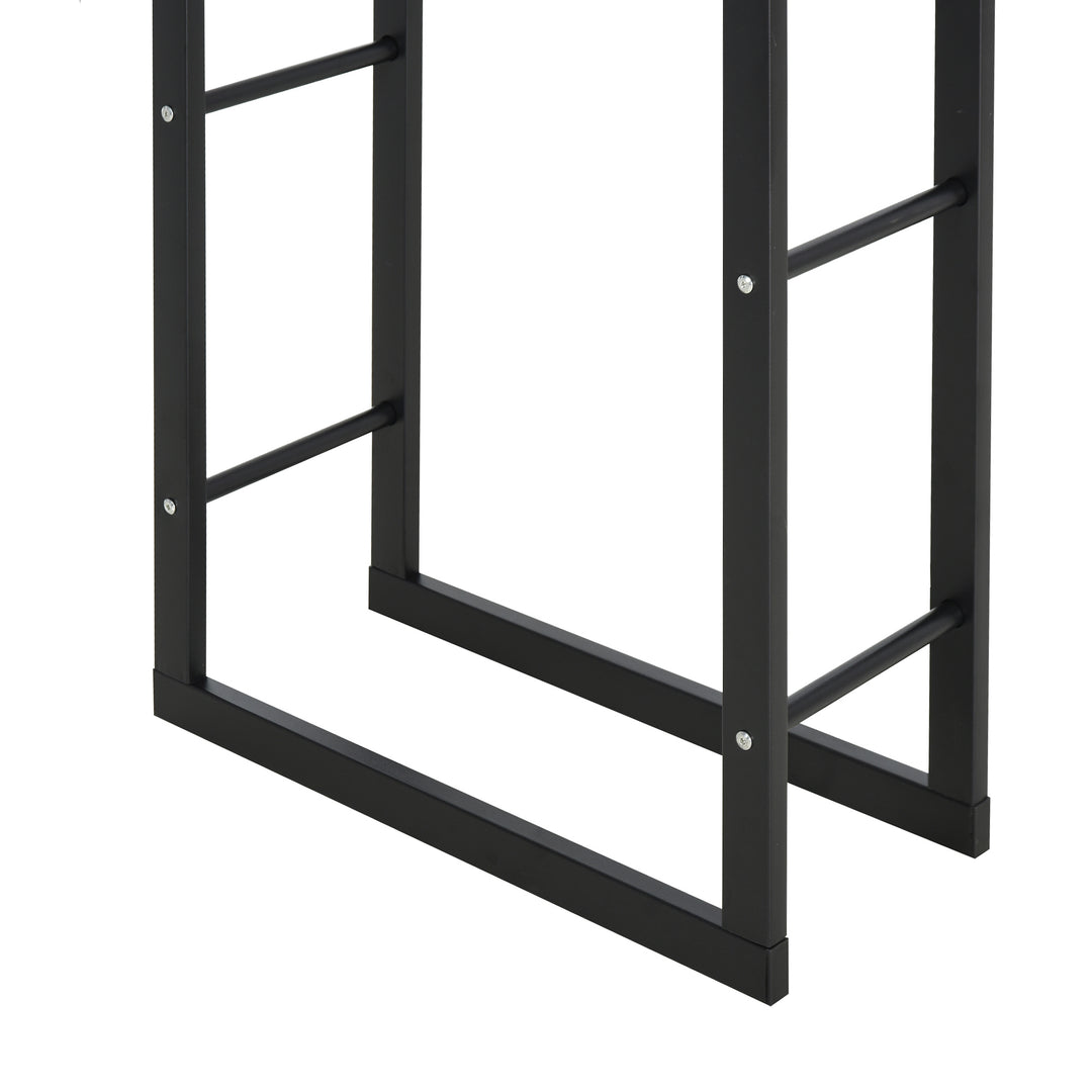 Metal Firewood Log Holder Tall Firewood Rack Indoor Outdoor Fireplace Wood Storage Shelf with Side Rails, Rust-Resistant, Black, 60W x 25D x 100H cm