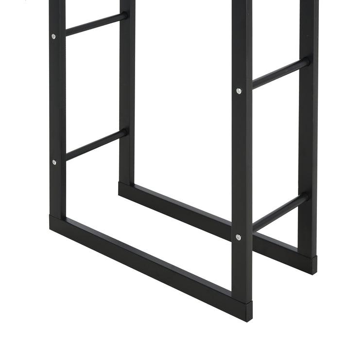 Metal Firewood Log Holder Tall Firewood Rack Indoor Outdoor Fireplace Wood Storage Shelf with Side Rails, Rust-Resistant, Black, 60W x 25D x 100H cm
