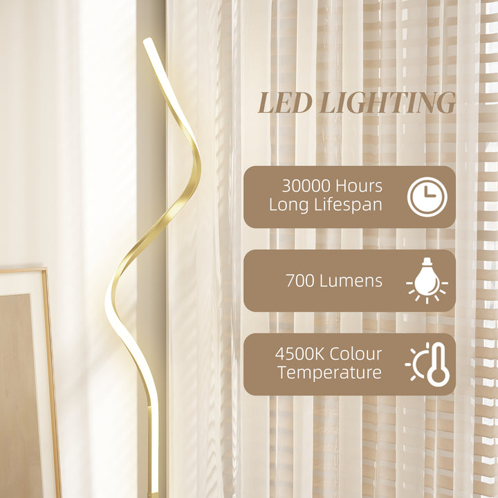 LED Floor Lamp with 3 Adjustable Brightness, Modern Dimmable Standing Lamp with Foot Switch for Bedroom, Living Room, Gold Tone