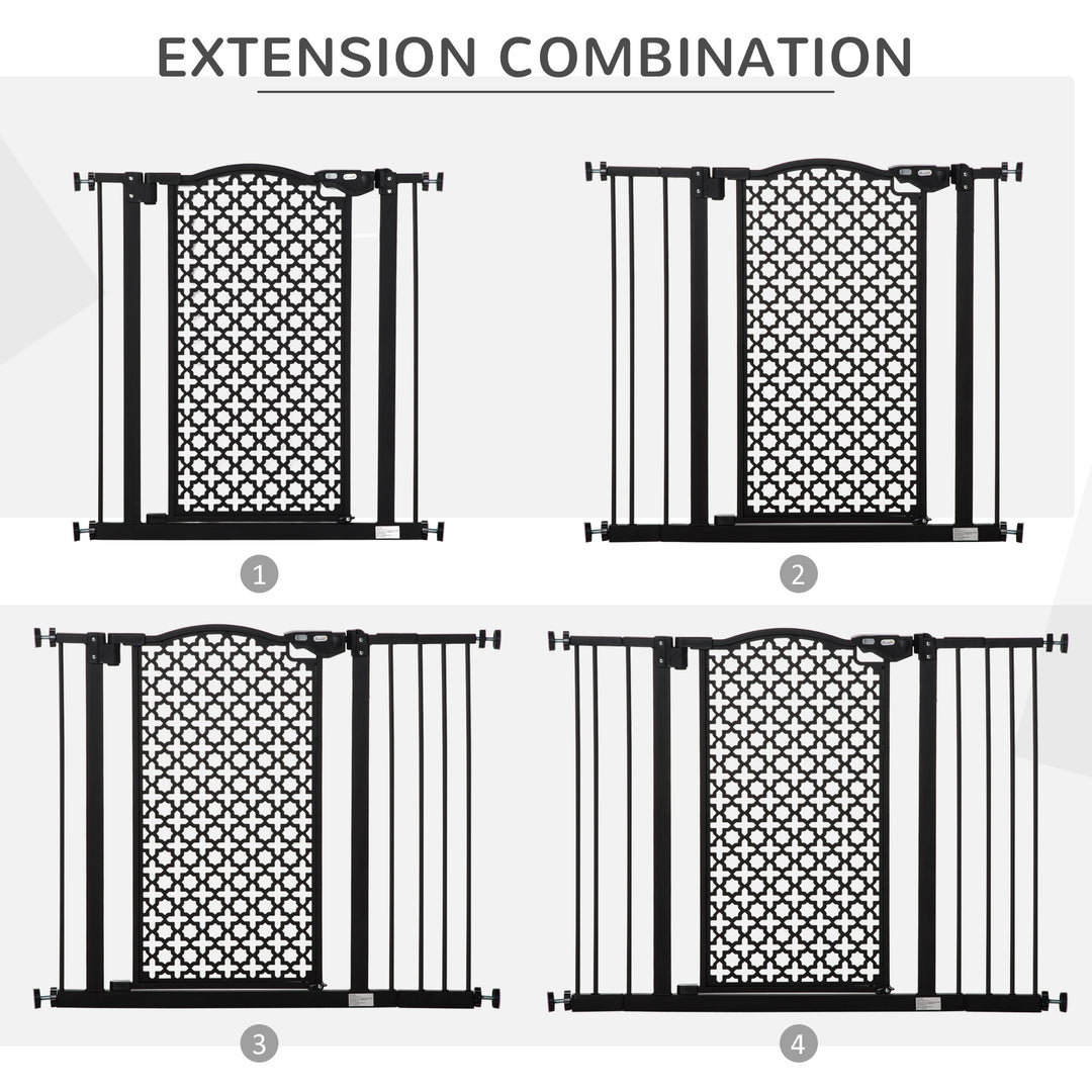 74-105cm Pet Safety Gate Stair Barrier, with Auto Close, Double Locking - Black