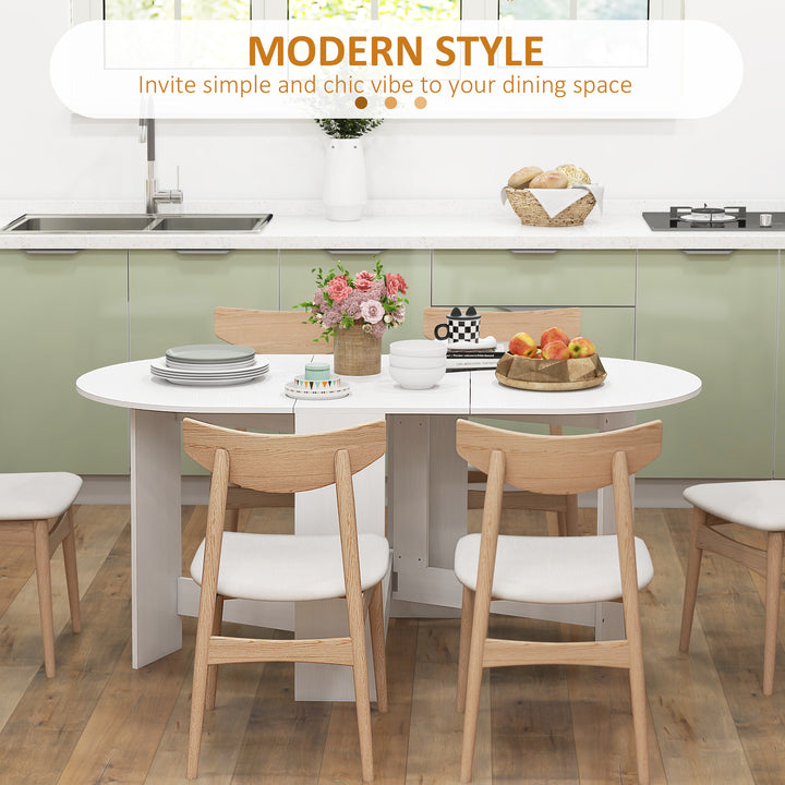 Folding Dining Table, Drop Leaf Table for Small Spaces, Oval Tabletop for Dining Room, Ash Wood-Effect