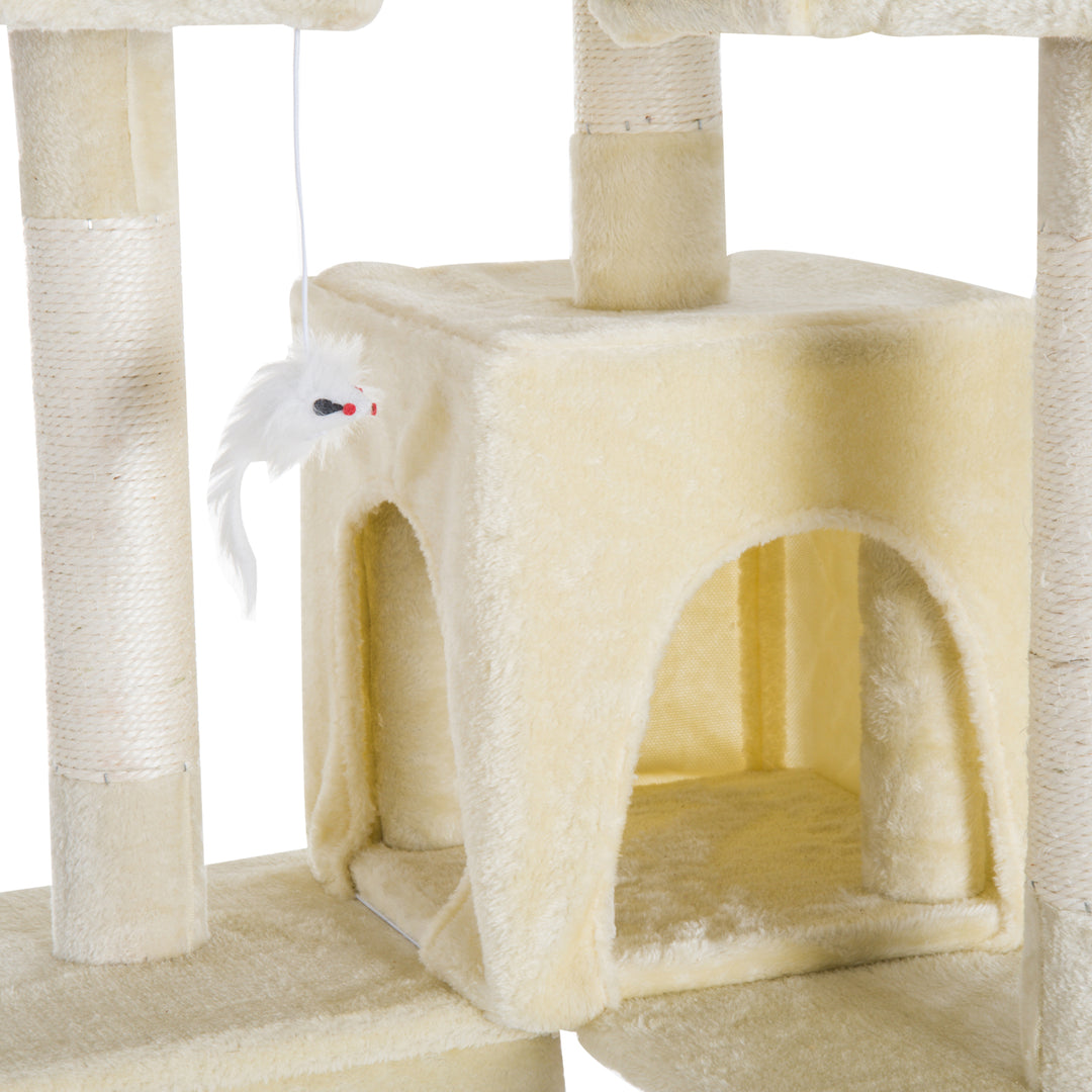 PawHut Multi-Level Cat Tower, Sisal Kitten Tree with Scratch Post, Climbing Toy Bed, 181cm(H), Durable | Aosom UK