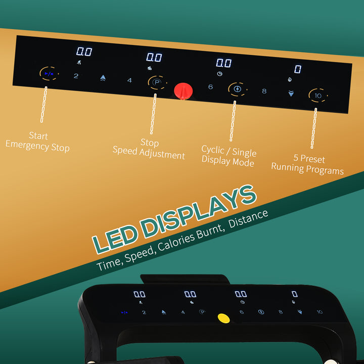 MCL 600W Foldable Steel Motorised Treadmill Running Machine w/ LCD Monitor Black