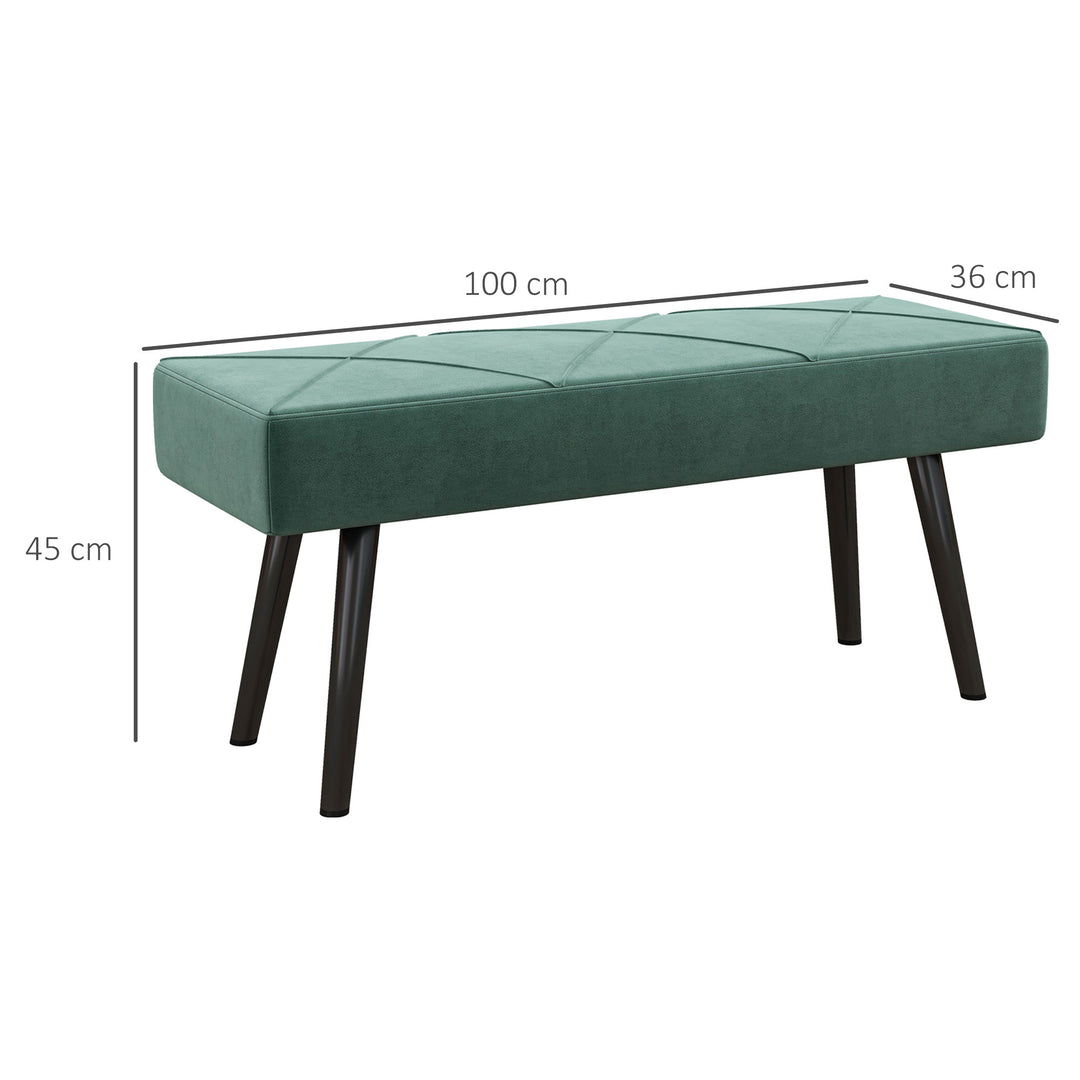 HOMCOM Bedroom Bench Shoe Bench with Sponge Cushion, Steel Legs, Velvet-Feel Upholstery, for Window Seat, Entryway Storage | Aosom UK