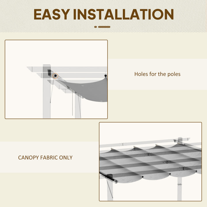Retractable Pergola Shade Cover, Replacement Canopy Fabric for 3 x 3 (m) Pergola, Gazebo Retractable Roof, Light Grey