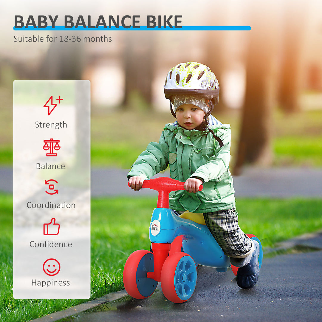 Baby Balance Bike Toddler Training Walker Smooth Rubber Wheels Ride on Toy Storage Bin Gift for Boys Girls Blue Red