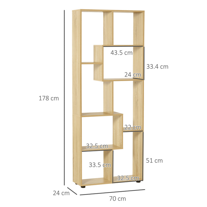 HOMCOM 8-Tier Bookcase: Freestanding Melamine Display Unit with Anti-Tip Pads for Living Room, Modern White | Aosom UK