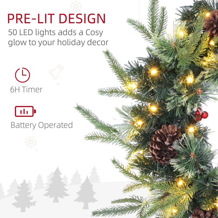 60" Cone and Berry Christmas Wreath, with LED Lights - view 5