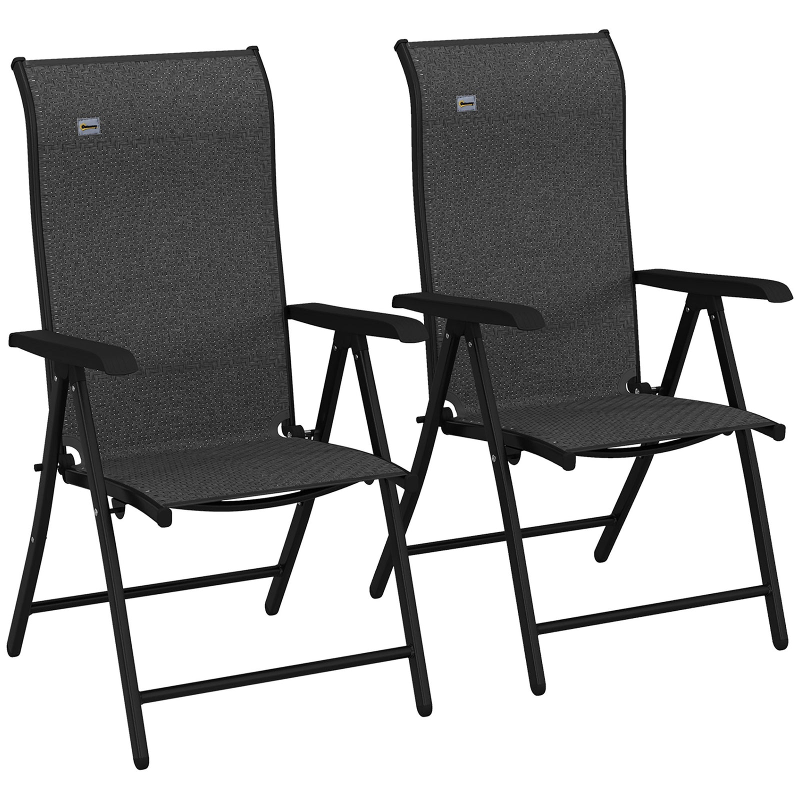 Set of Two Folding Garden Chairs, with Seven-Position Adjustable Backs - Grey