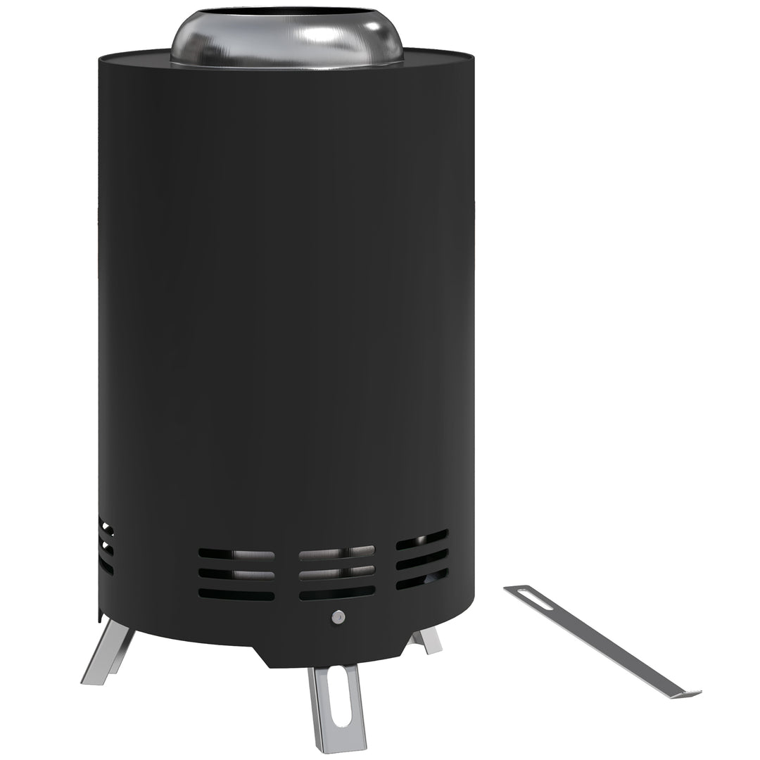 Smokeless Fire Pit, 16 x 16 cm Stainless Steel Portable Wood Burning Firepit with Poker, Wood or Pellet Fuelled Tabletop Fire Pit for Garden Camping Bonfire Party, Black