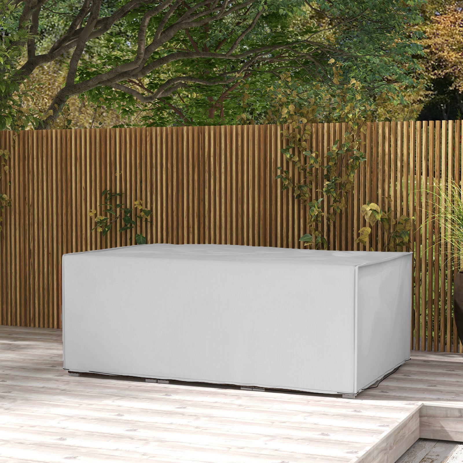 Outdoor Garden Furniture Cover Waterproof, Anti-UV 600D Heavy Duty Oxford Fabric Patio Furniture Cover for Rectangular Sofa Table Set, Grey, 210 x 140 x 80 cm