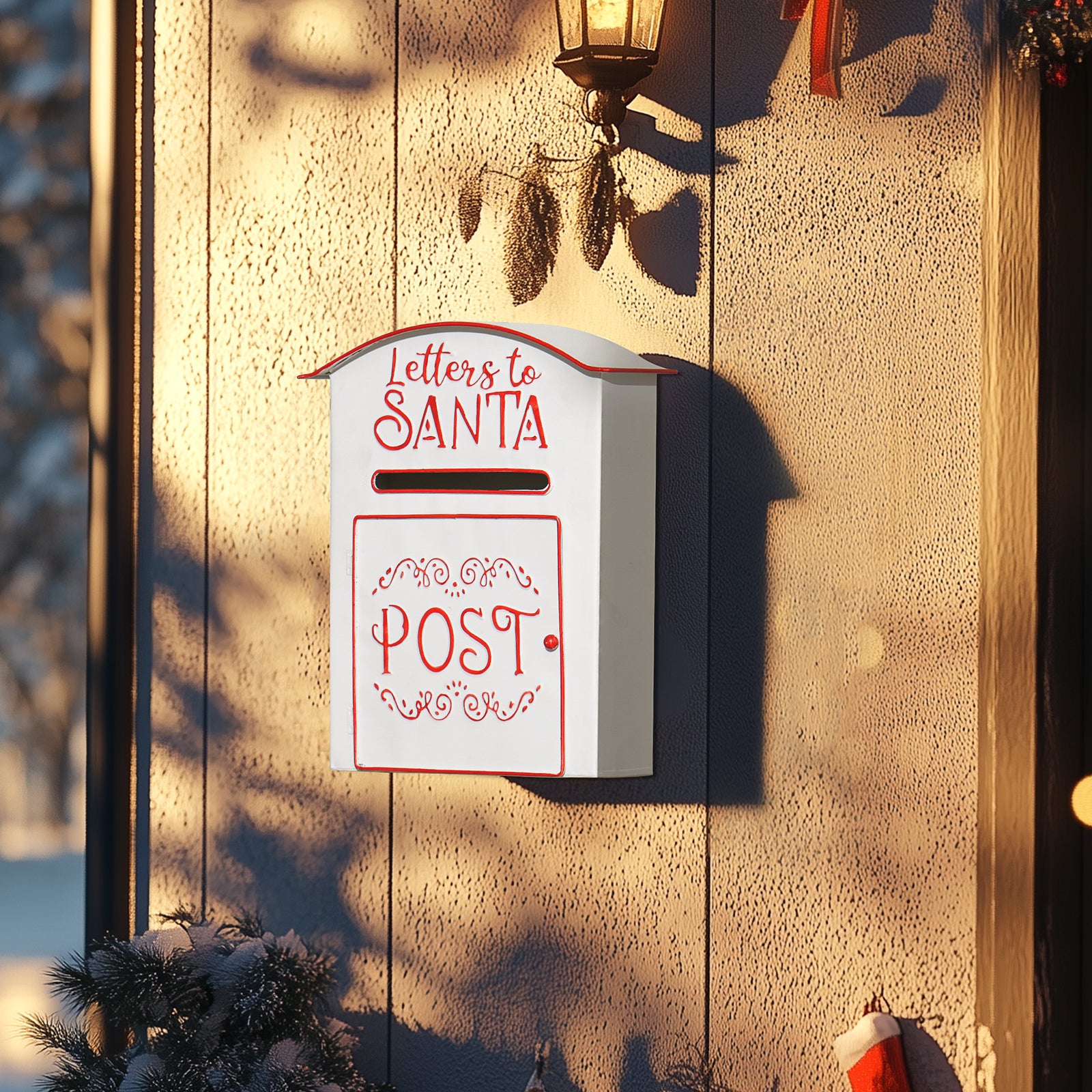 A5 Christmas Letter Postbox - White/Red