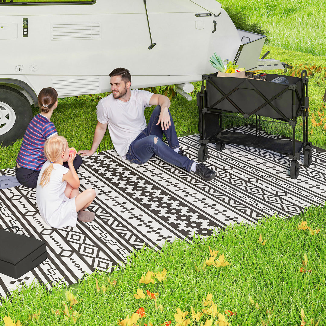Double Decker Folding Festival Trolley on Wheels, 200KG & 350L Capacity Collapsible Wagon Festival Trolley Cart with 134cm Extended for Camping Sports Shopping Garden and Beach, Black