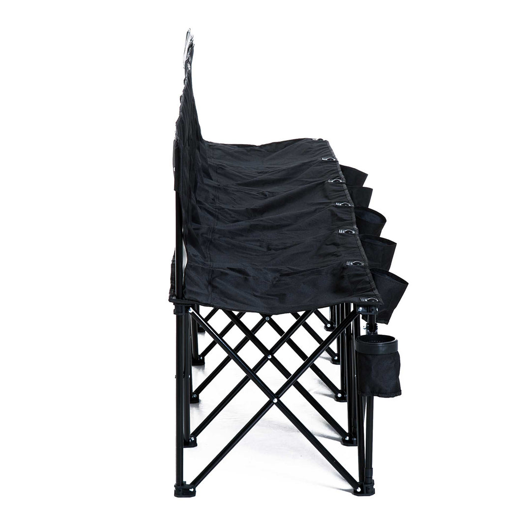 6 Seater Folding Camping Chair with Cup Holder & Carry Bag - Black