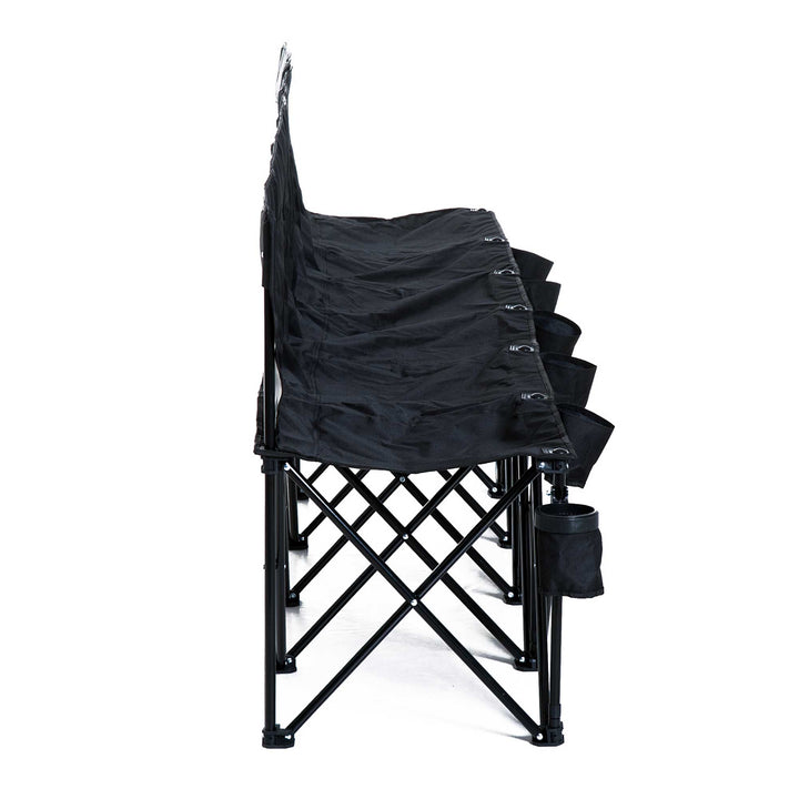 6 Seater Folding Camping Chair with Cup Holder & Carry Bag - Black