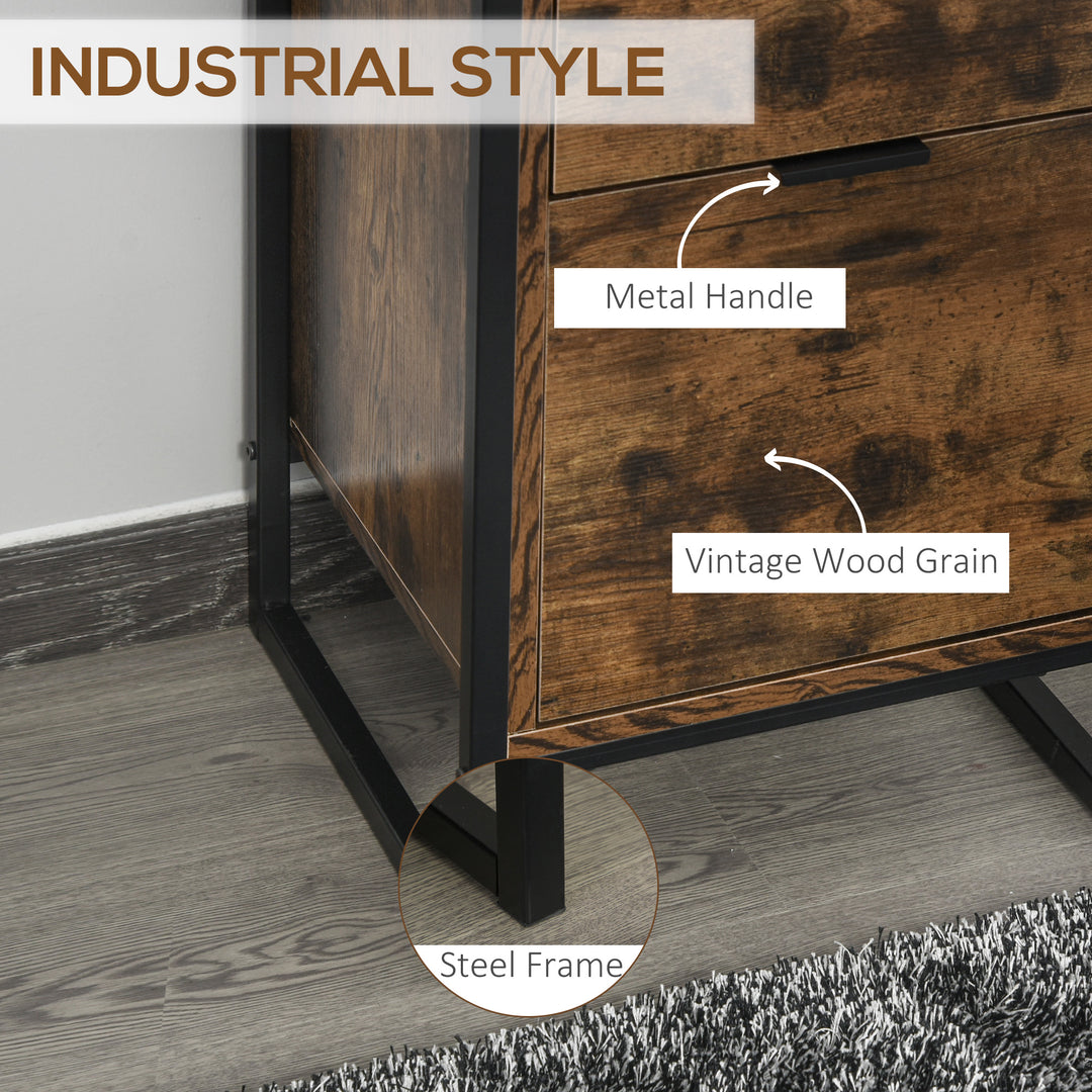 Bedroom Chest of Drawers Set of 2, Industrial 3-Drawer Dresser, Storage Drawers Unit with Metal Frame for Living Room, Rustic Brown