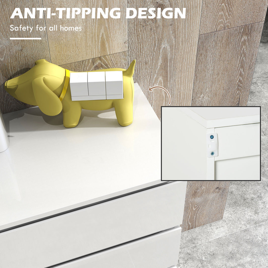 High Gloss Chest of Drawers, 4-Drawer Storage Cabinets, Modern Dresser for Bedroom, White