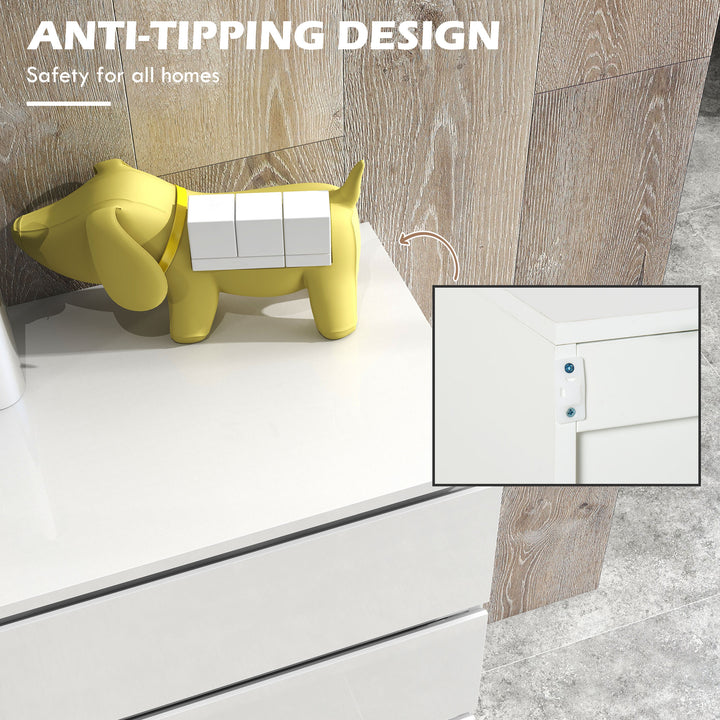 High Gloss Chest of Drawers, 4-Drawer Storage Cabinets, Modern Dresser for Bedroom, White