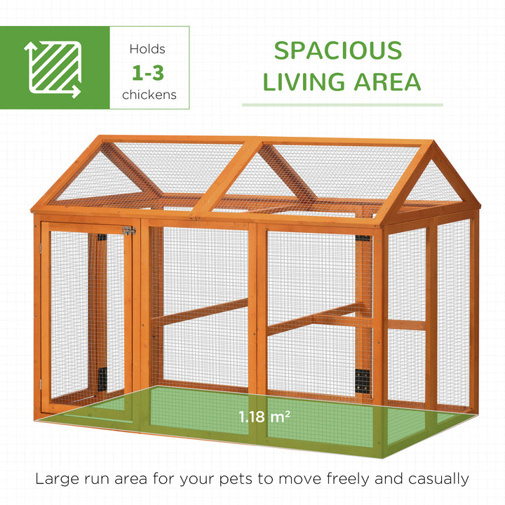 PawHut Chicken Run Coop, Wooden Chicken House for 1-3 Chickens, Hen House Duck Pen Outdoor w/ Combinable Design, Orange