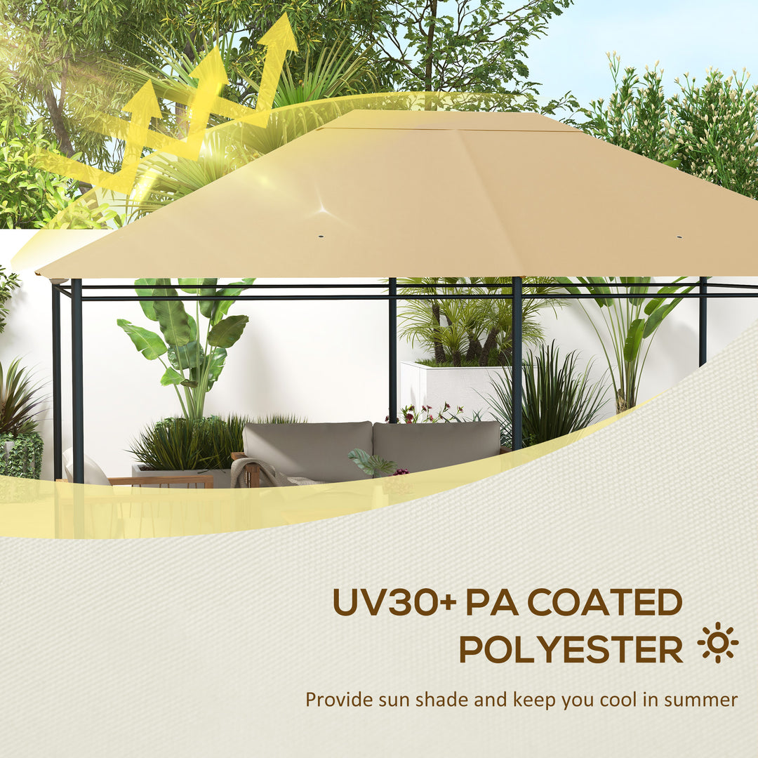 3 x 4m Gazebo Canopy Replacement Cover, Gazebo Roof Replacement (TOP COVER ONLY), Khaki