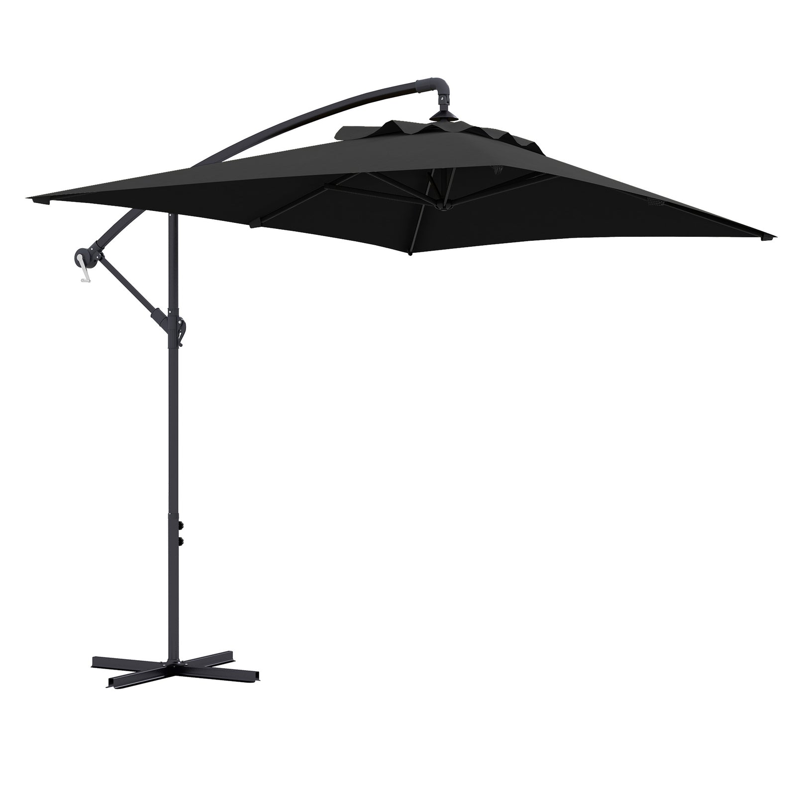 3m Cantilever Overhanging Parasol, with Cross Base - Black
