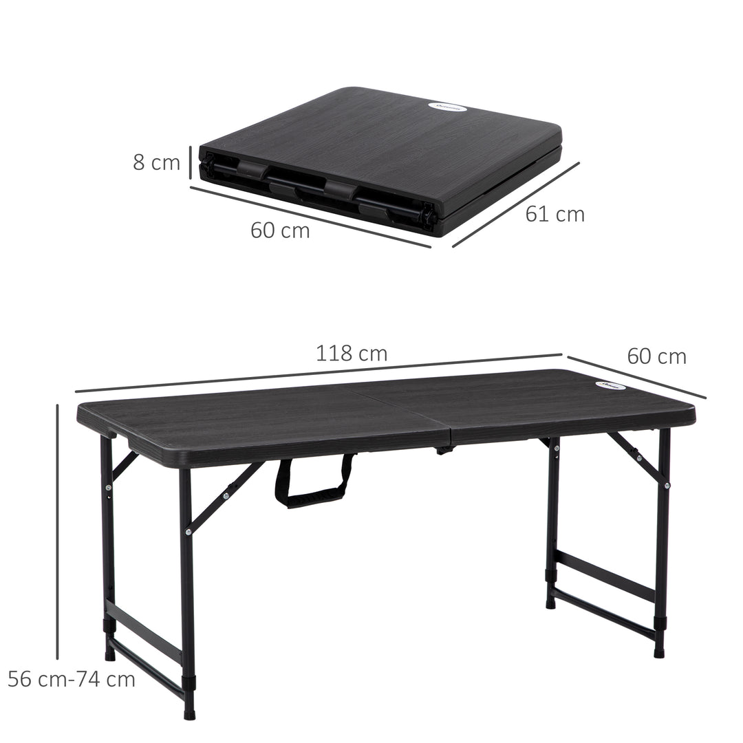 Outsunny Foldable Patio Dining Table for 4, Height Adjustable Outdoor Table for Garden, Lawn, Dark Grey