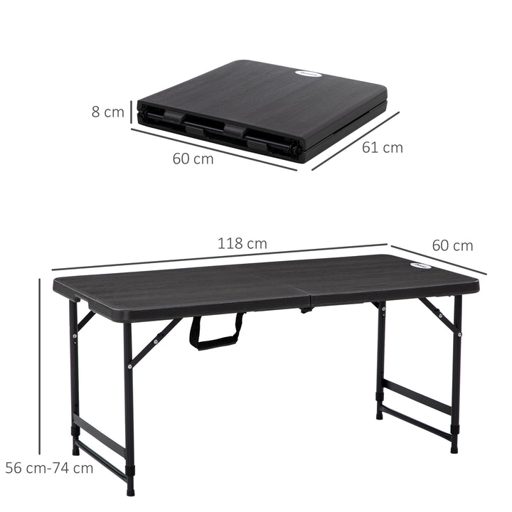 Outsunny Foldable Patio Dining Table for 4, Height Adjustable Outdoor Table for Garden, Lawn, Dark Grey