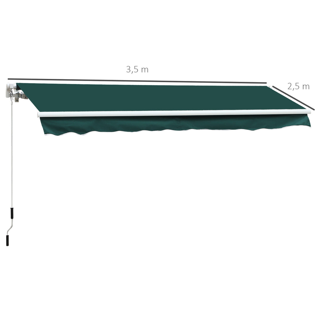 Manual Retractable Awning, 3.5x2.5 m-Green