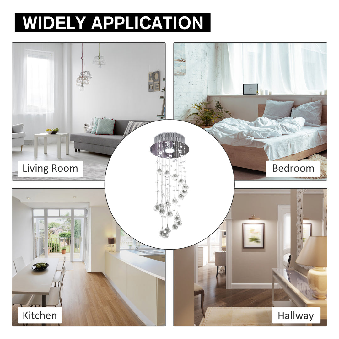 MCL Metal Crystal Ceiling Light Chandelier Elegant Pendant Lamp Living Room Stairway Stairway Spiral Rain Drop Pendant Lamp Silver
