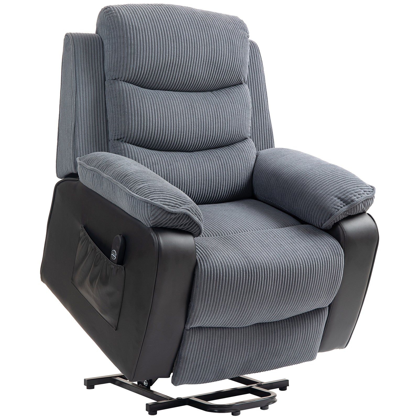 Overstuffed Corduroy Electric Lift Chair - Dark Grey