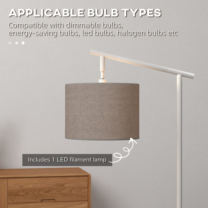 Metal Frame Floor Lamp with 350 Degree Rotating Lampshade, for Living Room and Bedroom, LED Bulb Included, Grey
