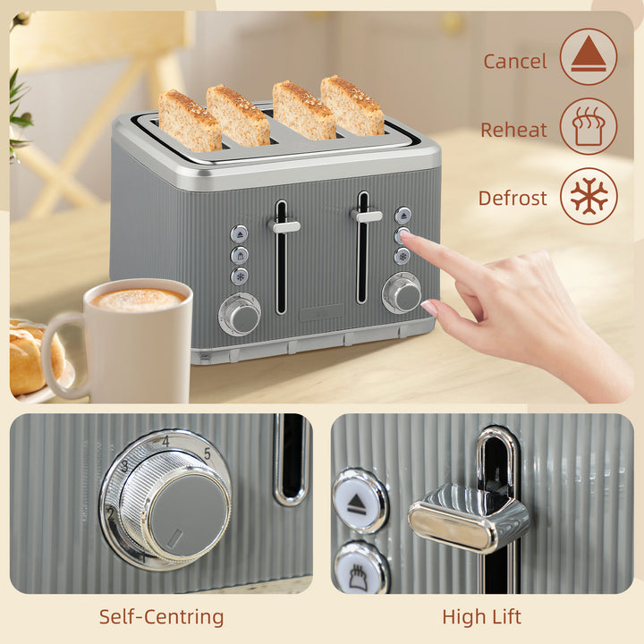 Electric Kettle and Toaster Set, 3000W 1.7L UK Strix Thermostat Rapid Boil Jug Kettle with Limescale Filter, Cool Touch Body, 4 Slice Toaster with 7 Browning Controls, Crumb Tray, Tan