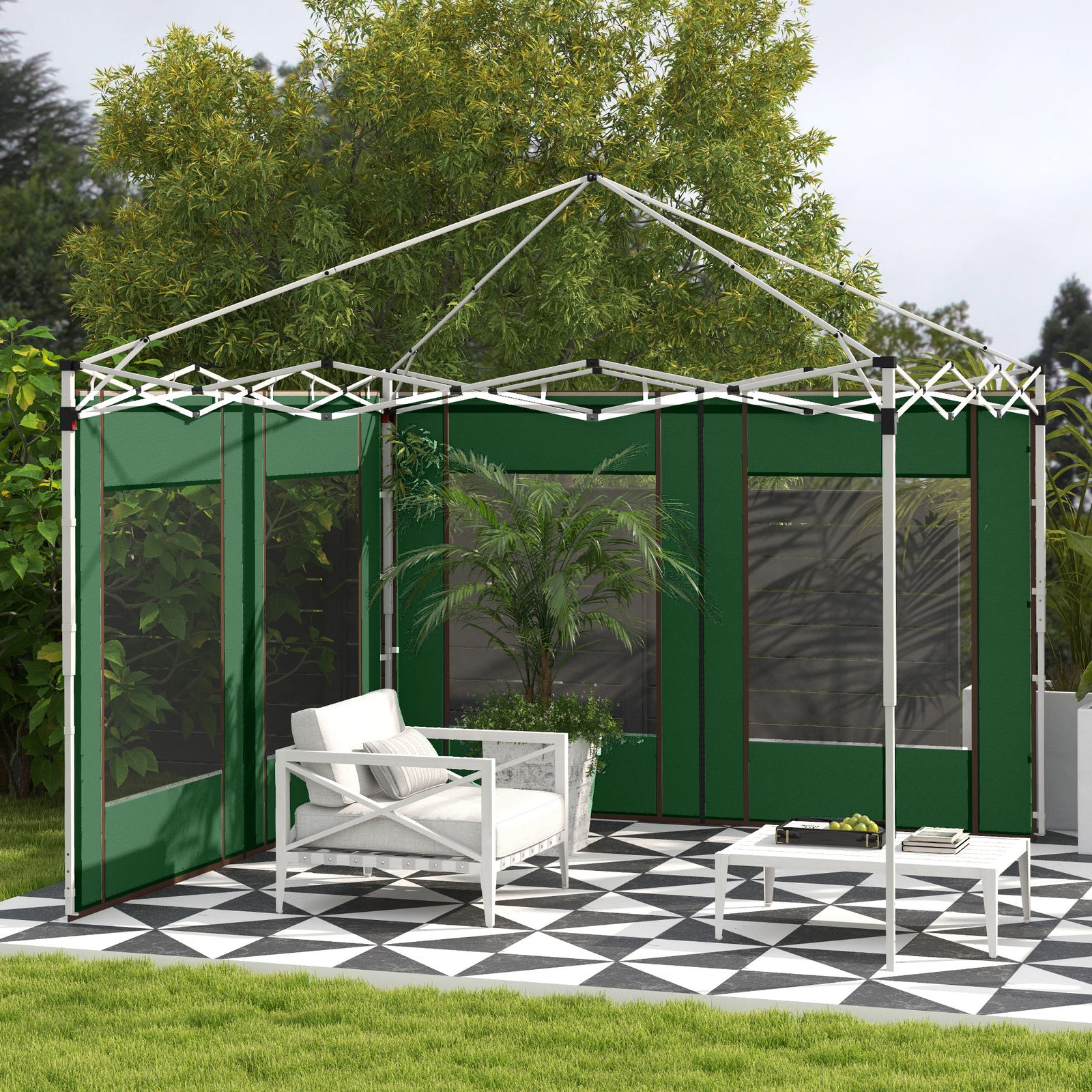 Set of Two 295cm Replacement Canopy Walls - Green