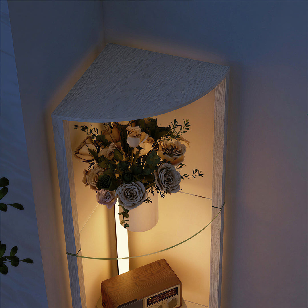 LED Floor Lamp with Shelves, Dimmable Standing Lamp with Foot Switch f
