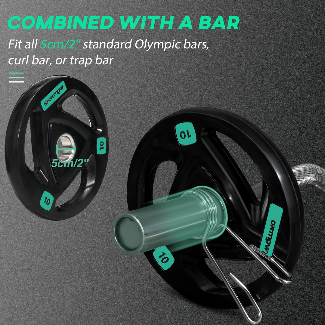 SPORTNOW Two 10kg Olympic Weight Plates, Tri-Grip Rubber-Coated Barbell Weights, with 5cm Holes, for Home, Gym, Office