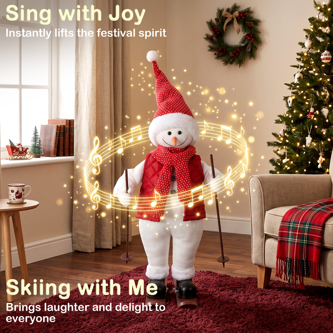 2ft Singing Skiing Santa Claus, Standing Christmas Animated Santa - view 4