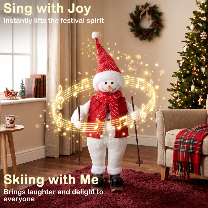 2ft Singing Skiing Santa Claus, Standing Christmas Animated Santa - view 4