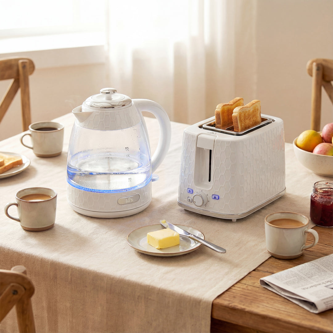 Kettle and Toaster Set, 1.7L 3000W Rapid Kettle with Limescale Filter, 2 Slice Toaster with 7 Browning Controls