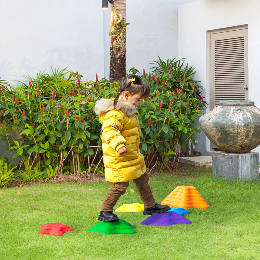 6-Piece Kids Balance Stepping Stones, Starfish Style Non-slip Obstacle Course, Stackable Balance Blocks Garden Toys Encourage Toddler Balance Indoor Outdoor
