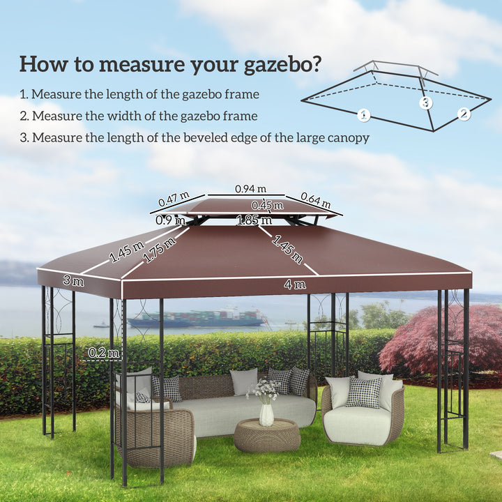 MCL 3x4m Gazebo Replacement Roof Canopy 2 Tier Top UV Cover Garden Patio Outdoor Sun Awning Shelters, Brown  (TOP COVER ONLY)
