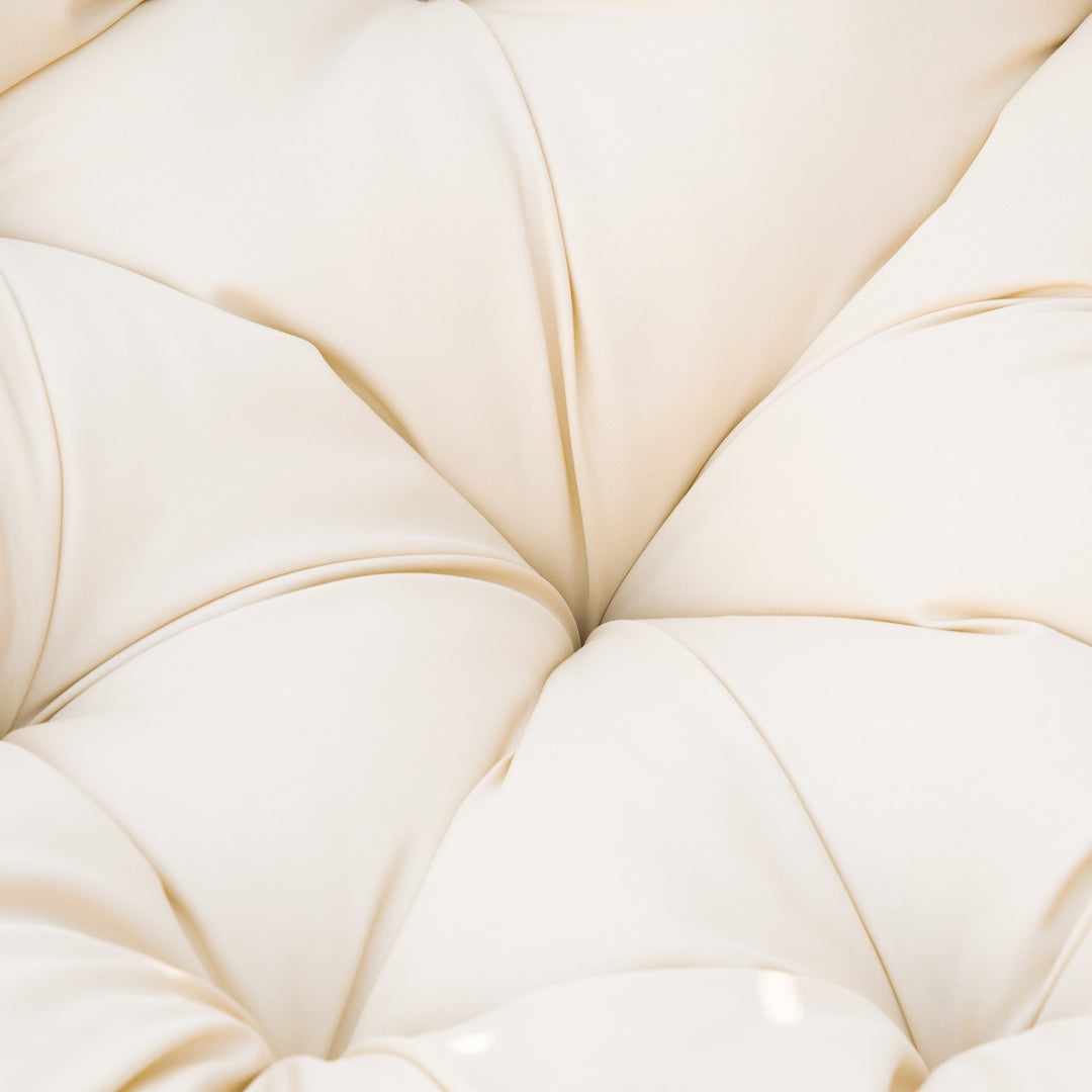 MCL 360° Swivel Rattan Moon Bowl Chair Round Lounge Garden Wicker Basket Seat with Padded Cushion Oversized for Outdoor Indoor, Beige