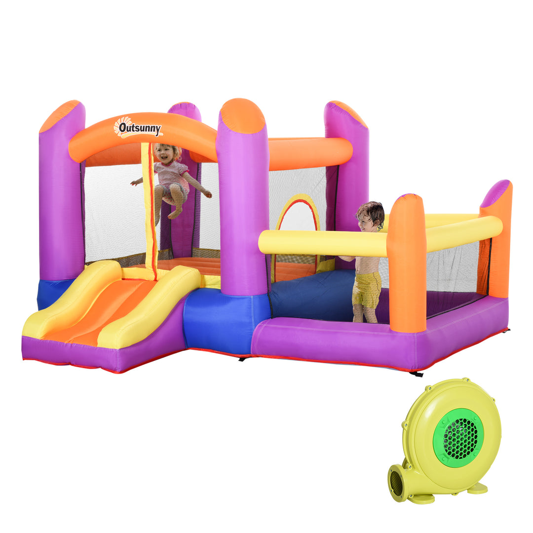 MCL Kids Bouncy Castle House Inflatable Trampoline Slide Water Pool 3 in 1 with Blower for Kids Age 3-8 Multi-color 2.8 x 2.5 x 1.7m