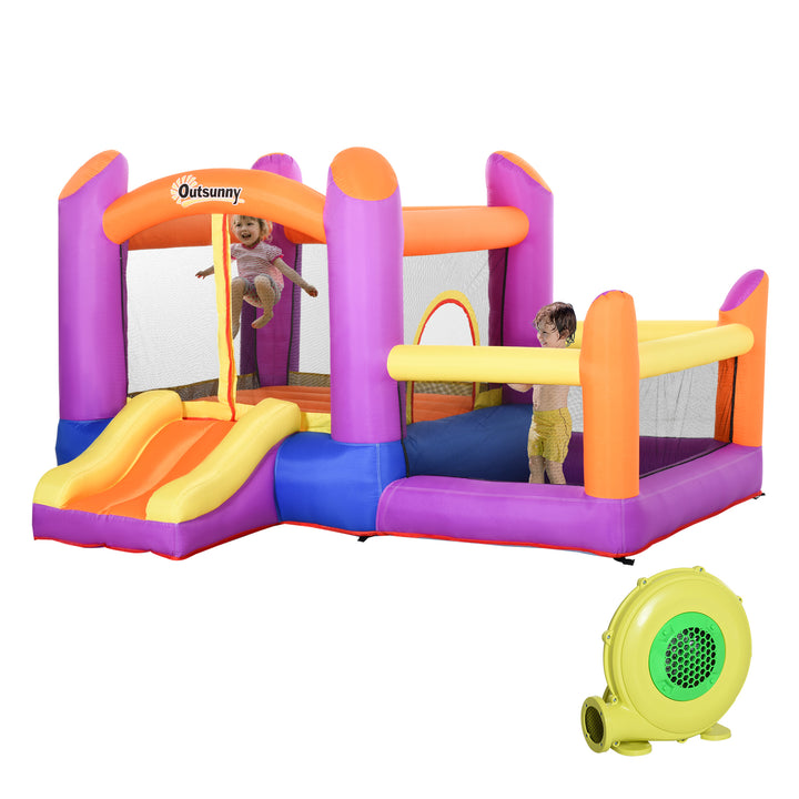 MCL Kids Bouncy Castle House Inflatable Trampoline Slide Water Pool 3 in 1 with Blower for Kids Age 3-8 Multi-color 2.8 x 2.5 x 1.7m