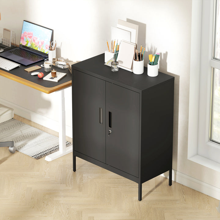 Metal Storage Cabinet with Lock and Adjustable Shelves