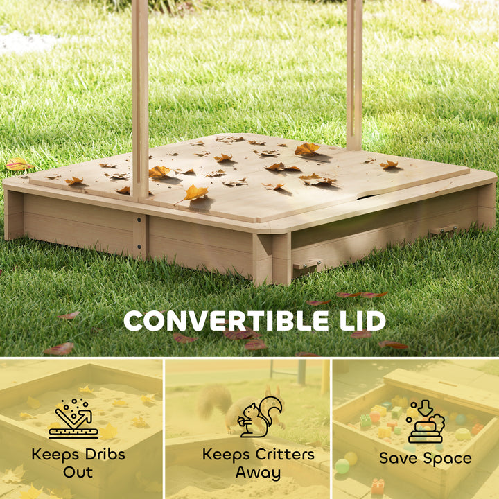 Kids Square Wooden Sandpit, Children Sandbox Outdoor Playset