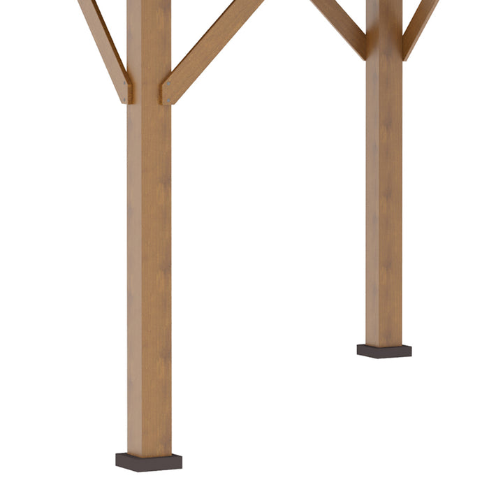 MCL 3.5 x 3.5m Outdoor Hardtop Gazebo Canopy with Two-tier Metal Roof and Solid Wood Frame Outdoor Patio Shelter for Patio, Garden, Black